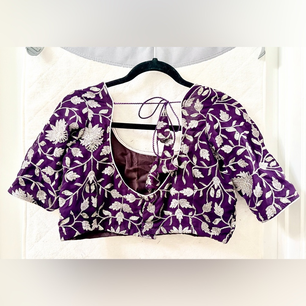 Women’s Embroidered Purple Lehenga Set - Picture 3 of 5